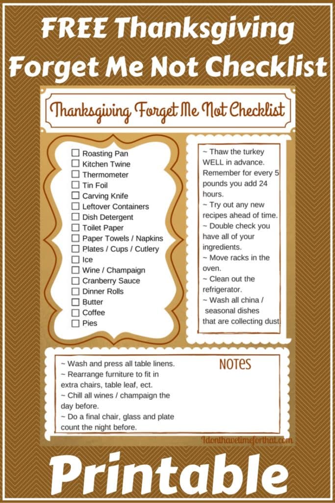 Thanksgiving checklist