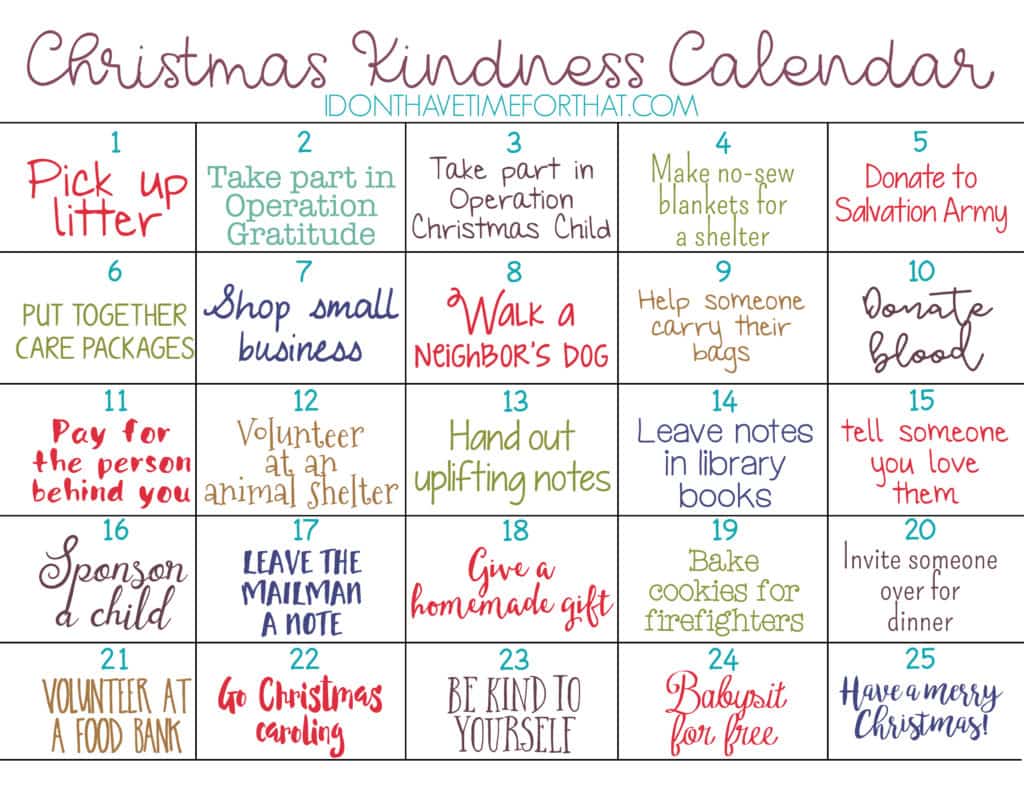 FREE Printable Christmas Kindness Calendar I Don t Have Time For That FREE Printable Christmas Kindness Calendar I Don t Have Time For That