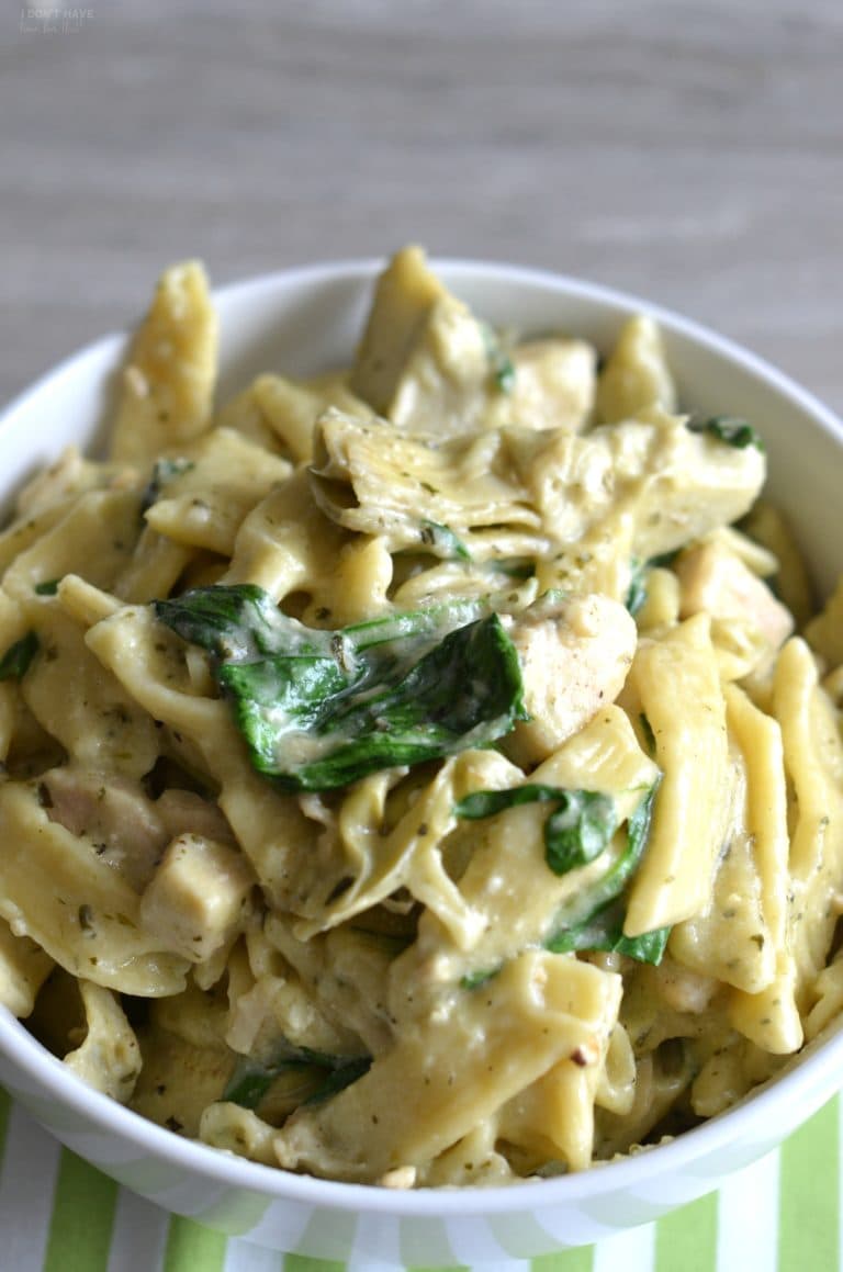 Instant Pot Chicken, Spinach, and Artichoke Pasta I Don't Have Time