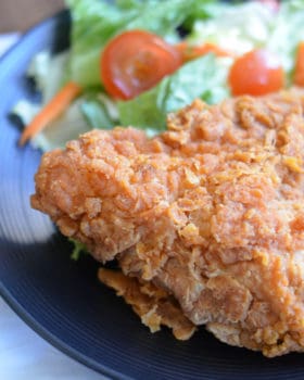 crispy chicken and salad on a plate