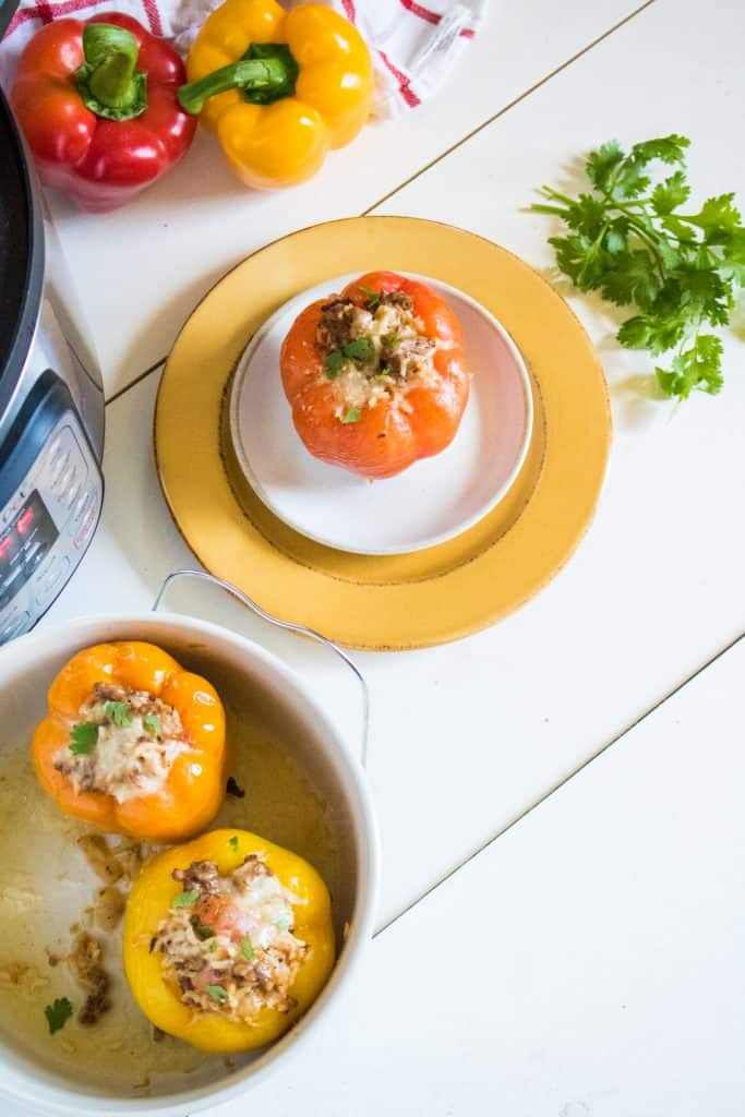 Instant Pot Sausage and Rice Stuffed Peppers