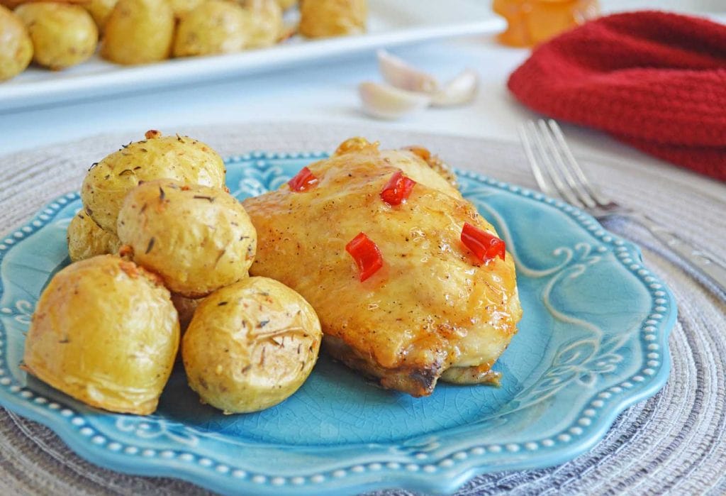  Air Fryer Hot Honey Chicken Thighs & Roasted Potatoes