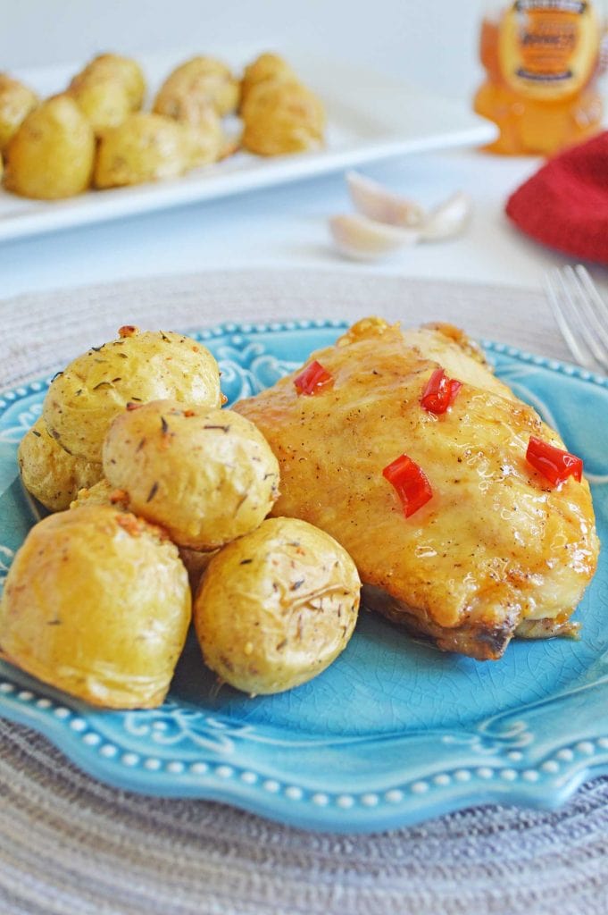  Air Fryer Hot Honey Chicken Thighs & Roasted Potatoes