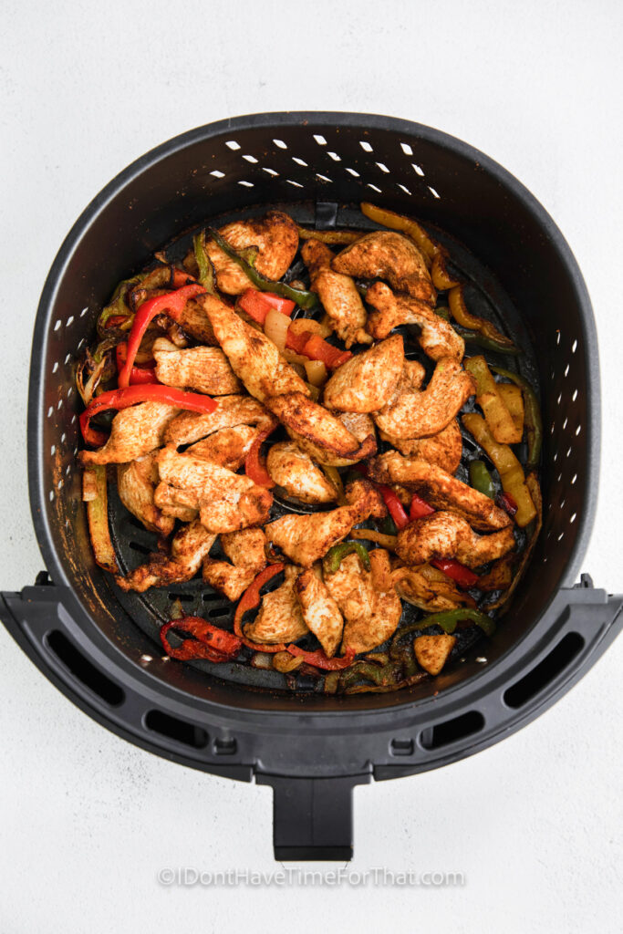 filling cooked in the air fryer to make Air Fryer Chicken Fajita