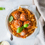 Baked Chicken Parmesan Meatballs in a bowl