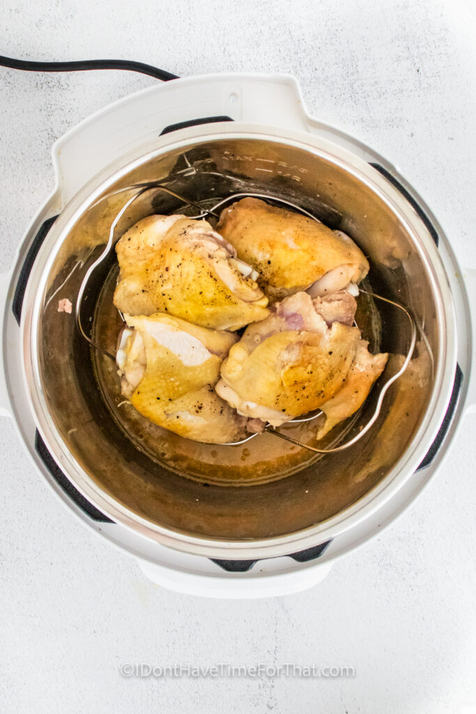 cooked chicken in an instant pot to make Garlic Parmesan Chicken Thighs