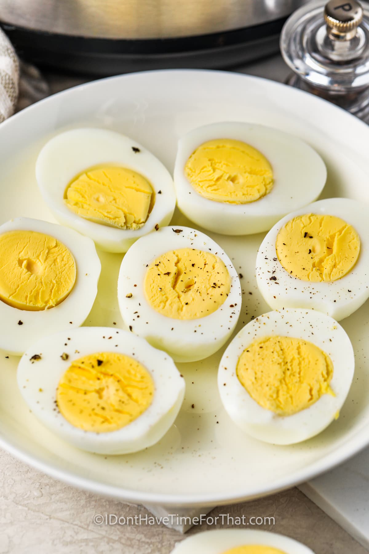 Hard Boiled Eggs in Instant Pot with salt and pepper