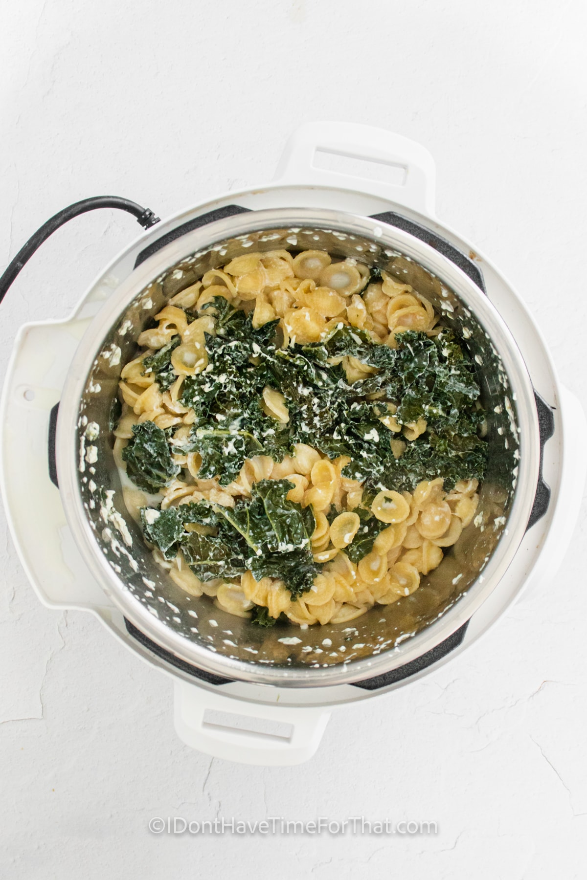 cooked Instant Pot Orecchiette with Kale in the pot