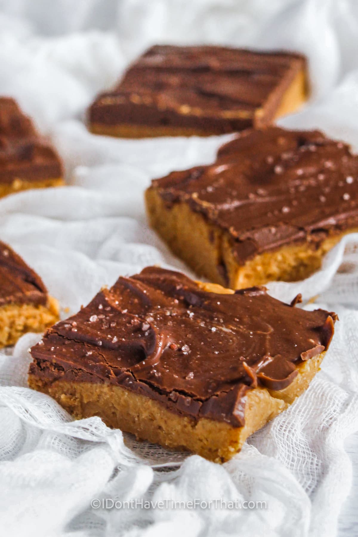 Peanut Butter Bars on cheese cloth