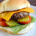 hamburger with bun and toppings