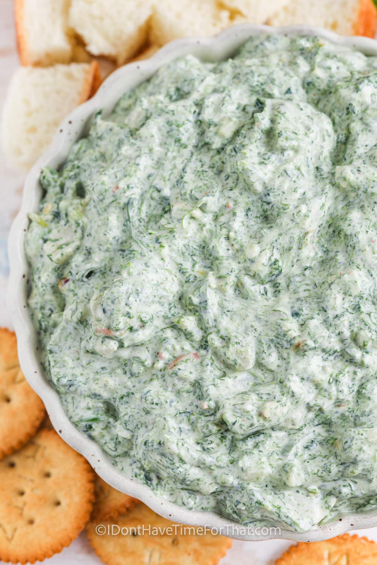 close up of plated Spinach Dip