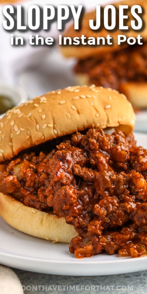 plated Instant Pot Sloppy Joes with a title