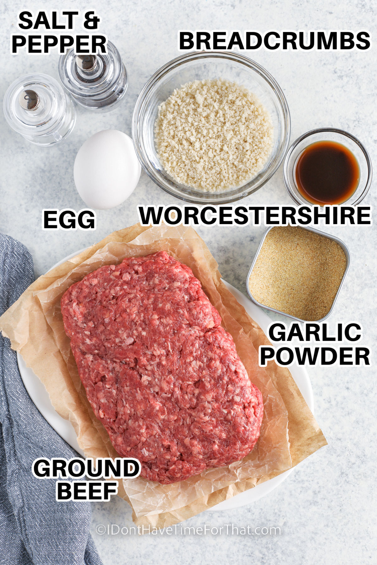 breadcrumbs , Worcestershire , egg , garlic powder , ground beef , salt and pepper with labels to make Air Fryer Hamburgers