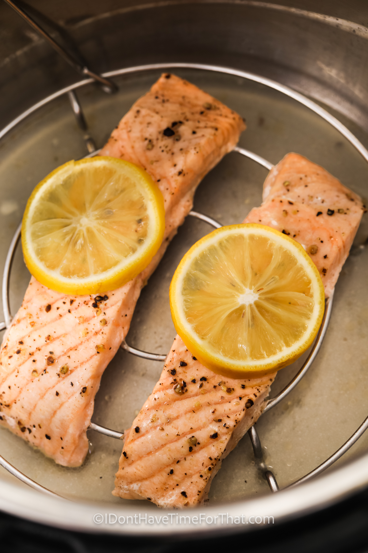 cooked Instant Pot Salmon in the pot