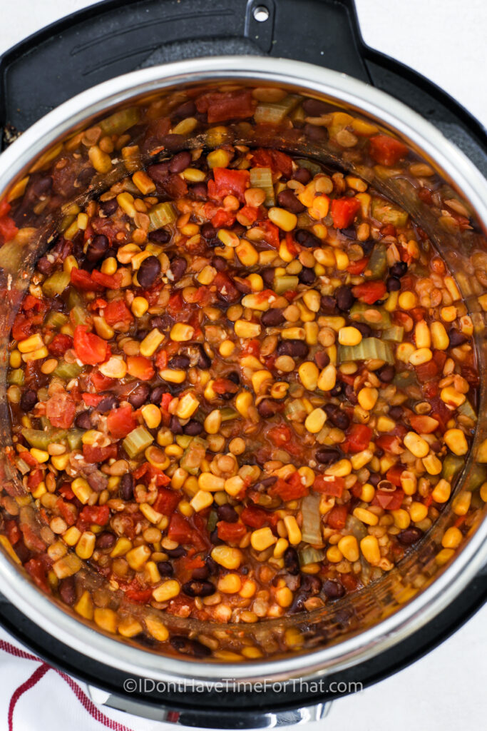 Instant Pot Vegetarian Chili in the pot