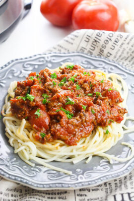 Instant Pot Spaghetti Sauce 2 on a plate