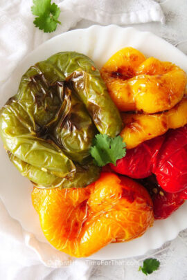 Roasted Air Fryer Bell Peppers on a serving plate