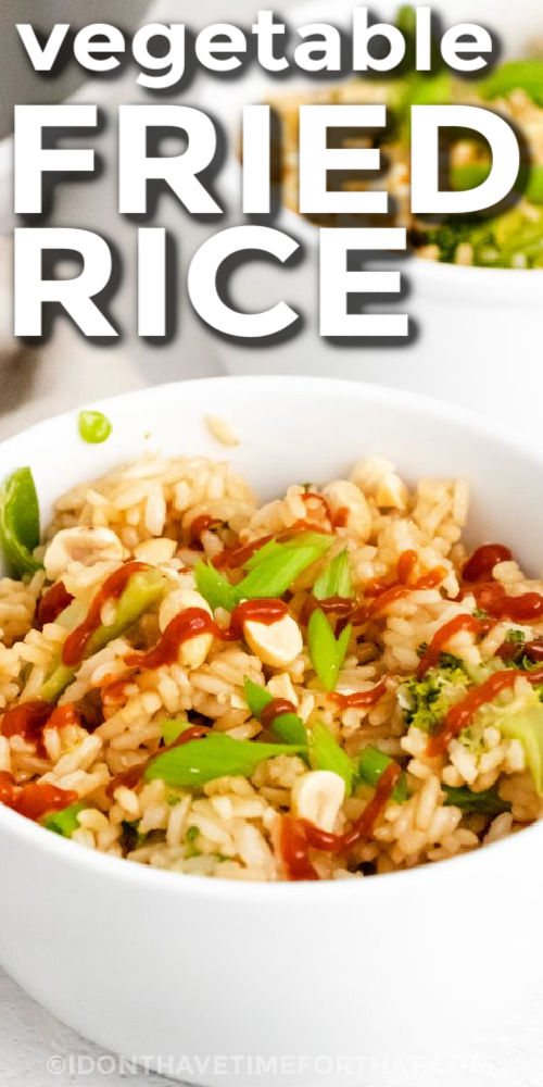 Instant Pot Vegetable Fried Rice with sauce and a title